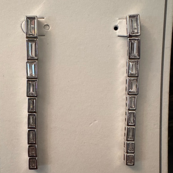 NWT: Sterling Forever BIANCA CZ Sleek Dangle Drop Earrings - Picture 6 of 9